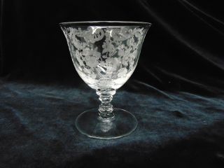 Cambridge Chantilly Floral Etched Cut Stem 3 3/4 " Oyster Or Fruit Cocktail Glass