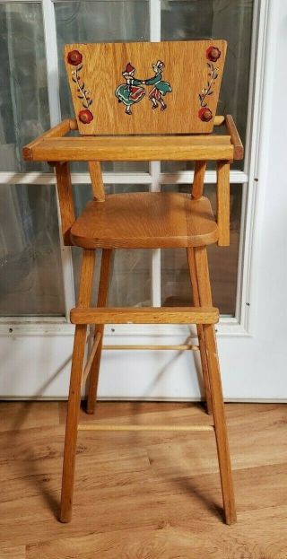 Antique Vintage Wood Doll High Chair 31” Tall