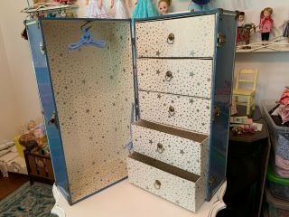 Large Vintage 50s Doll Case Metal 12x12x24 Doll Clothes Wardrobe Steamer Trunk
