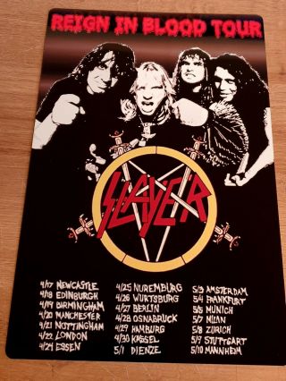 Slayer - Reign In Blood - European Tour - Mancave - Homebar 8x12 " Metal Sign