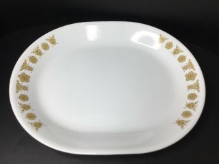 Vintage Corelle Corning Gold Butterfly 12x10 Oval Serving Platter