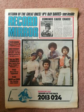 Record Mirror Newspaper October 14th 1972 Jackson Five Cover