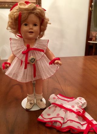 Antique Shirley Temple 13” Composition Doll Slip Shoes Socks 2 Pattikins Dresses