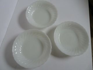 Set Of 3 Vintage Anchor Hocking Fire King White Swirl Cereal/soup Bowls 7 1/2 "