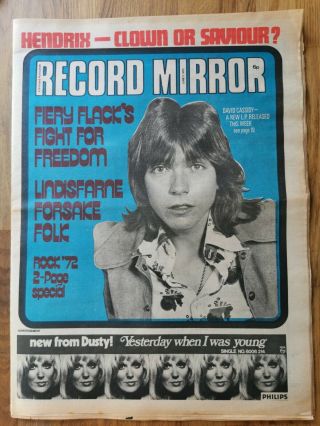 Record Mirror Newspaper June 3rd 1972 David Cassidy Cover