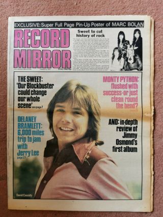 Record Mirror Newspaper January 27th 1973 David Cassidy Cover