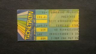 Ozzy Osbourne/motley Crue Concert Ticket Stub 5/25/1984 St.  Louis,  Mo