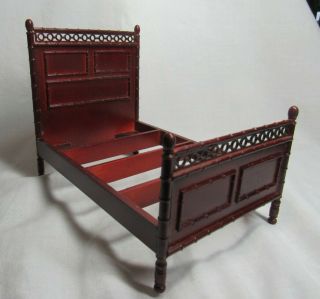 Dollhouse Miniatures,  Bespaq Bedframe,  Mahogany Stain,  1/12th Scale