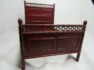 Dollhouse Miniatures,  Bespaq Bedframe,  Mahogany Stain,  1/12th Scale 3