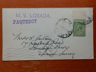 1934 Postmark - Correos Del Peru.  Paquebot,  Mv Losada.  Embossed Envelope