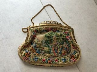 Antique JB & Co.  Austria Vienna Hand Made Petit Point Tapestry Handbag Purse 2