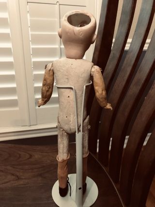 Antique German Doll With A Bisque Head,  Composition Arms And Cardboard Body 2