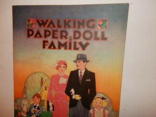 VINTAGE 1934 WALKING PAPER DOLL FAMILY by SAALFIELD,  UNCUT,  6 PAPER DOLLS 2