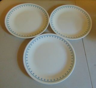 Vtg Retired Corning Ware Set Of 3 Corelle Snowflake Blue 10 1/4 " Dinner Plate