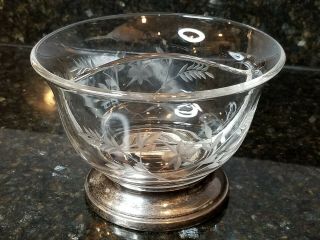 Vintage Divided Elegant Relish Dish With Floral Etch And Silver Base