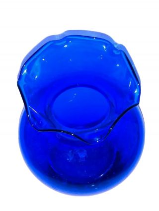 Vintage Hand Blown Cobalt Blue Art Glass Vase Polished Pontil Mark 3