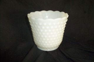 Vintage White Milk Glass Hobnail Candy,  Bowl,  Planter Dish Scalloped Top