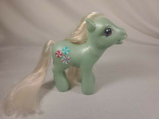 Vtg My Little Pony Mlp G3 Minty 2002 Hasbro Green Glitter Pink Hair Sweets Candy