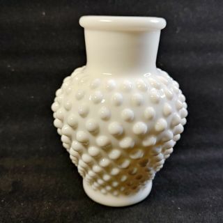 Vintage White Milk Glass Vase Hobnail