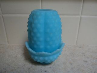 Vintage Fenton Hobnail Blue Satin Glass Fairy Lamp/light - Xlnt - Buy It Now