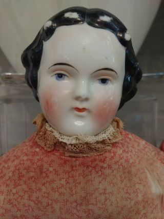 17 " Antique German Flat Top China Shoulder Head Doll Pink Tint Needs Tlc