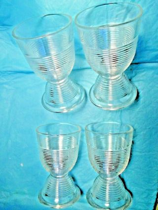 4 Vintage Ribbed Egg Cups Glasses Mid Century Kitchenware Glass Clear
