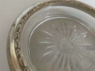 Set Of 5 Vintage Crown Sterling Cut Glass Coasters