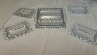 Vintage Imperial Candlewick Covered Clear Glass Cigarette Box With 4 - Ashtrays