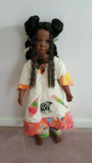28 " African Porcelain/cloth Doll " Talya " By Goldie Wilson