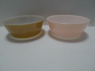 Vintage Federal Glass 5 " Cereal Bowls Set Of 2 Pink And Brown