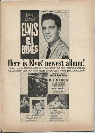1961 Elvis Presley G.  I.  Blues Page Ad
