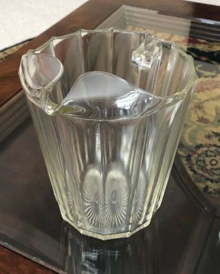 Vintage Glass Ribbed Pitcher Beer Water Old Clear