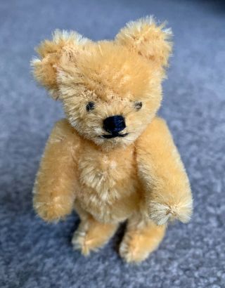 Steiff Miniature Bear 3.  5 " Vintage Yellow Gold Mohair Bear No Id Stands On Own