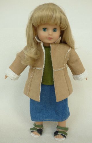 Jessica Gotz Girls Doll 18 " Blonde Hair Blue Eyes Coat Skirt Sandal Clothes