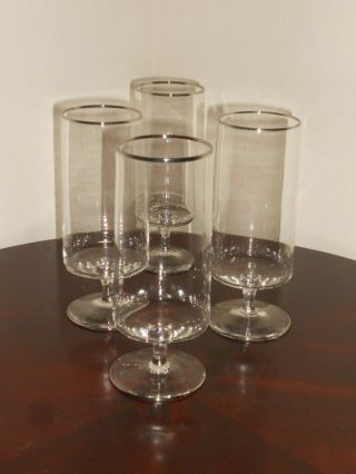 Set Of 4 Lenox Rapture (platinum Trim) 6 3/4 " Crystal Ice Tea Glasses