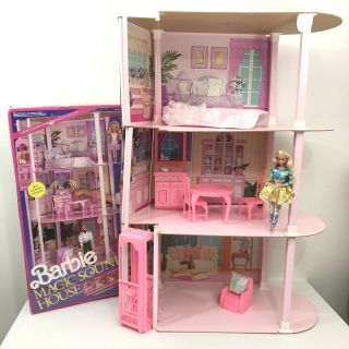 Rare Vintage Barbie Magical Sounds House With Furniture Accessories Elevator 80s