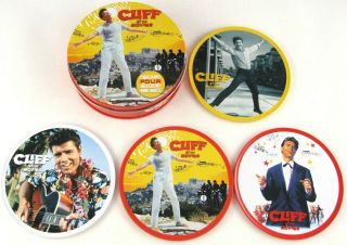 Cliff Richard Cliff At The Movies Set Of 4 Mug Mats Metal Coasters In Tin