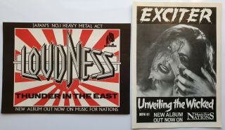 Loudness Exciter 2 X Vintage Adverts Heavy Metal Poster Cuttings Ads