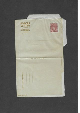 Gb Postal Stationery Kgvi 11/2d Brown Forces Letter Greyish Paper H&b Apf5b
