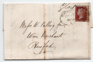 1856 Letter To Wine Merchant Hereford 1d Star C8 Pl?? Un - Plated 312 Spoon Glouc