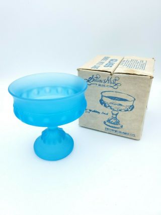 Vtg 5 " Satin Mist Blue Wedding Bowl No 1173 Indiana Glass Co Box