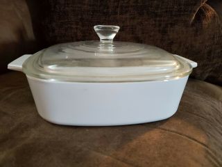 Vintage Corning Ware All White 1 Liter Baking Dish A - 1 - B With Lid