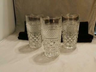 3 Vintage Anchor Hocking Wexford Clear Glass 10 Oz.  Flat Bottom Tumblers 5 1/2 "