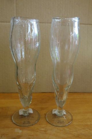 2 X Anthropologie Orla Clear Glass Hand Blown Wine Flutes Glasses