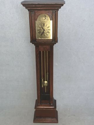 Vintage Dollhouse Miniature Grandfather Clock Artisan Sonja Page Signed