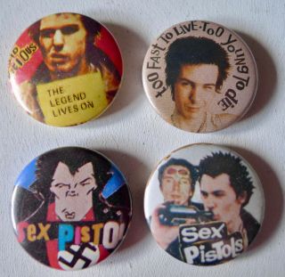 4x Sid Vicious / Sex Pistols Vintage Metal Badge 1 " Button Pin