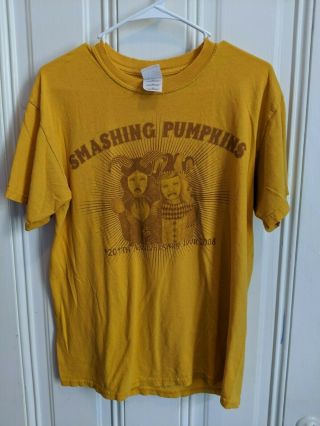 Smashing Pumpkins 20th Anniversary Tour 2008 Medium Yellow T Shirt Pre - Owned