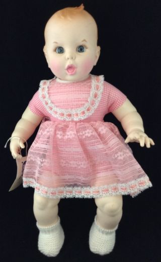 Vtg 1979 Gerber Baby Doll 50th Ann Moving Eyes 17 " Red Gingham & Lace Dress Bib
