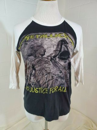 Vintage Metallica 1980s And Justice For All Tee Shirt Baseball Style