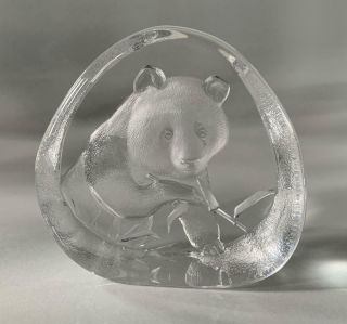 $225 Mats Jonasson Panda Mj Sweden 3363 Etched Crystal Sculpture Bear